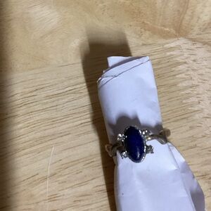 Lapis Blue Oval Gemstone Silver Ring - Women's Jewelry